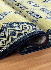 Traditional Tribal Southwestern Geometric Green & Navy Area Rug & Runner – E927A Green Navy