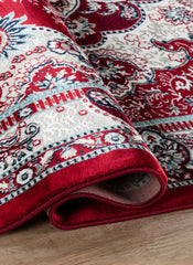 Traditional Persian Paisley Floral Medallion Red Area Rug, Runner & Round Rug – 470 Red