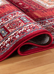 Traditional Tribal Turkmen Geometric Panel Red Area Rug & Runner – E851B Red