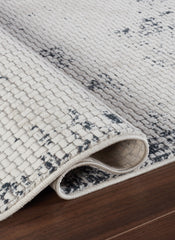Modern Distressed Grid Textured Cream & Navy Area Rug & Runner – BT306 Cream Navy