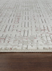 Modern Geometric Fretwork Textured Cream & Pink Area Rug & Runner – BT318 Cream Pink