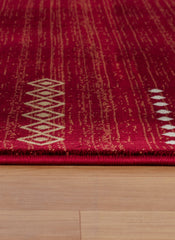 Modern Tribal Gabbeh Bordered Solid Red Area Rug & Runner – B744A Red