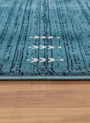 Modern Tribal Gabbeh Bordered Solid Blue Area Rug & Runner – B744A Blue