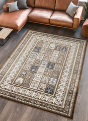 Traditional Persian Bakhtiari Garden Panel Brown Area Rug, Runner & Round Rug – 4763 Brown