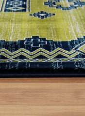 Traditional Tribal Southwestern Geometric Green & Navy Area Rug & Runner – E927A Green Navy