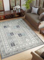 Traditional Persian Bakhtiari Garden Panel Grey Area Rug, Runner & Round Rug – 4763 Grey