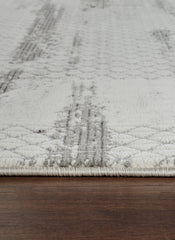 Modern Abstract Brushstroke Lattice Cream & Grey Area Rug & Runner – BT322 Cream Grey