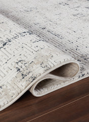 Modern Geometric Fretwork Textured Cream & Navy Area Rug & Runner – BT318 Cream Navy