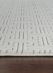 Modern Geometric Fretwork Textured Cream Area Rug & Runner – BT318 Cream