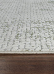 Modern Basketweave Textured Solid Cream & Green Area Rug & Runner – BT321 Cream Green