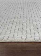 Modern Basketweave Textured Solid Cream & Grey Area Rug & Runner – BT321 Cream Grey