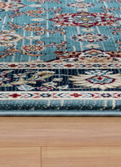Traditional Persian All-Over Rosette Floral Bordered Blue Area Rug & Runner – D529B Blue