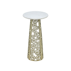 Side Table with White Marble Top | Aluminum Base