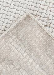 Modern Distressed Grid Textured Cream & Brown Area Rug & Runner – BT306 Cream Brown