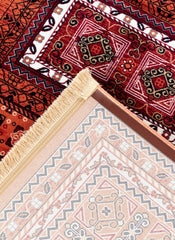Traditional Tribal Turkmen Geometric Panel Rose Area Rug & Runner – E851B Rose