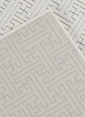 Modern Geometric Fretwork Textured Cream Area Rug & Runner – BT318 Cream