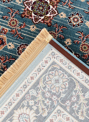 Traditional Persian All-Over Rosette Floral Bordered Blue Area Rug & Runner – D529B Blue