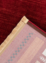 Modern Tribal Gabbeh Bordered Solid Red Area Rug & Runner – B744A Red