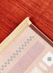 Modern Tribal Gabbeh Bordered Solid Rose Area Rug & Runner – B744A Rose