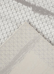 Modern Abstract Brushstroke Lattice Cream & Grey Area Rug & Runner – BT322 Cream Grey