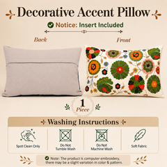 Floral Medley Pillow |24x14"| Cotton Fabric | Vibrant Design
