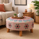 Mandala Slub Ottoman | 24x24x15"| Cotton Fabric