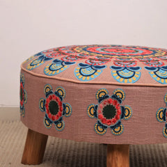 Mandala Slub Ottoman | 24x24x15"| Cotton Fabric