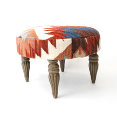 Tribal Kilim Pattern Footstool | 24x16.5" | Jute Fabric