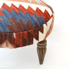 Tribal Kilim Pattern Footstool | 24x16.5" | Jute Fabric