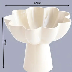 White Pedestal Aluminum Bowl | Modern Sculptural Decor