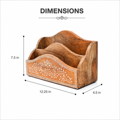Desk Organiser | Handmade | Mango Wood | Natural