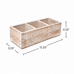 Mango Wood Cutlery Holder | Hand-Carved Design