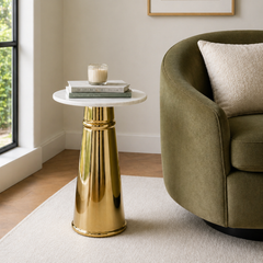 Side Table | White Marble Top | Modern Design