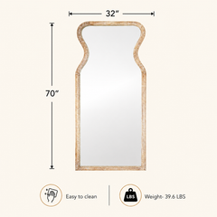 Decorative Full-Length Floor Mirror with Mango Wood Frame, 32X70"