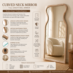 Decorative Full-Length Floor Mirror with Mango Wood Frame, 32X70"