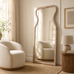 Decorative Full-Length Floor Mirror with Mango Wood Frame, 32X70"