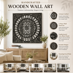 Wall Art with Mirror | Wooden Handmade Wall Panel , 48x48"