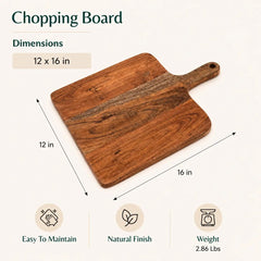 Acacia Wood Chopping Board with Handle, 12x0.75x16"