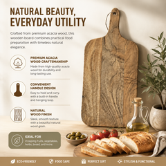 Acacia Wood Chopping Board with Handle, Wooden Cutting Board