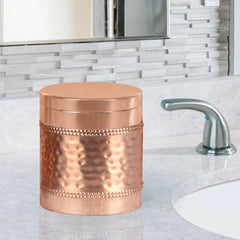 Hudson Copper Stainless Steel Vanity Jar | Stylish Storage for Cotton Swabs,Sponges & Bath Salts | Decorative Canister for Bathroom,Bedroom | Copper