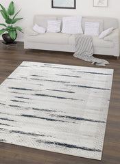 Modern Abstract Brushstroke Lattice Cream & Navy Area Rug & Runner – BT322 Cream Navy