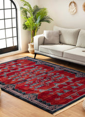 Traditional Tribal Southwestern Geometric Red Area Rug & Runner – E927A Red