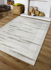 Modern Abstract Brushstroke Lattice Cream & Grey Area Rug & Runner – BT322 Cream Grey