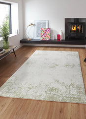 Modern Basketweave Textured Solid Cream & Green Area Rug & Runner – BT321 Cream Green