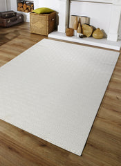 Modern Geometric Fretwork Textured Cream Area Rug & Runner – BT318 Cream