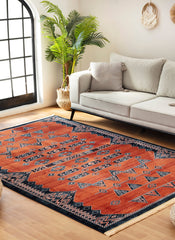 Traditional Tribal Southwestern Geometric Rose Area Rug & Runner – E927A Rose