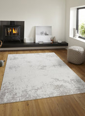 Modern Distressed Grid Textured Cream & Beige Area Rug & Runner – BT306 Cream Beige