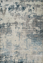 Modern Abstract Distressed Textured White & Blue Area Rug & Runner – 6011 White/Blue