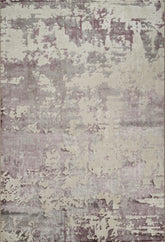 Modern Abstract Distressed Textured White & Lilac Area Rug & Runner – 6011 White/Lilac