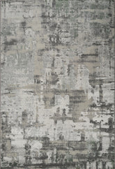 Modern Abstract Distressed Brushstroke Grey & Green Area Rug & Runner – 6015 Grey/Green
